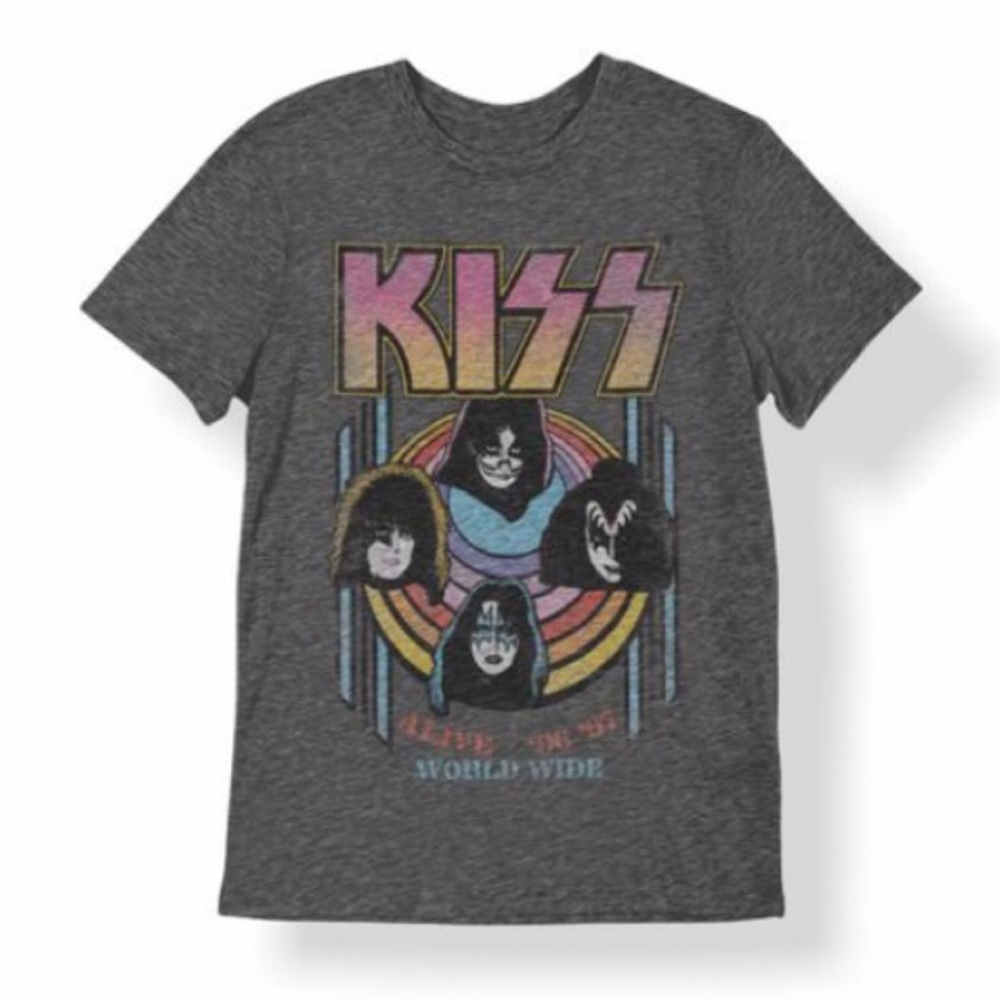 NWT Women’s Size Medium KISS Graphic Grey Crew Neck T-Shirt